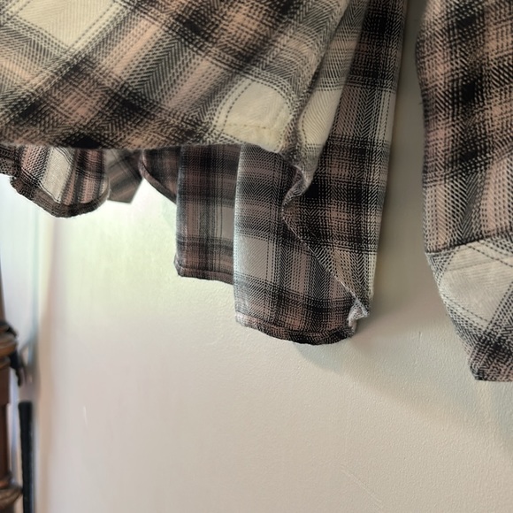 Rails Hunter Ivory Coal Blush Button Front Plaid Blouse Shirt Small Long Sleeve - Picture 6 of 13